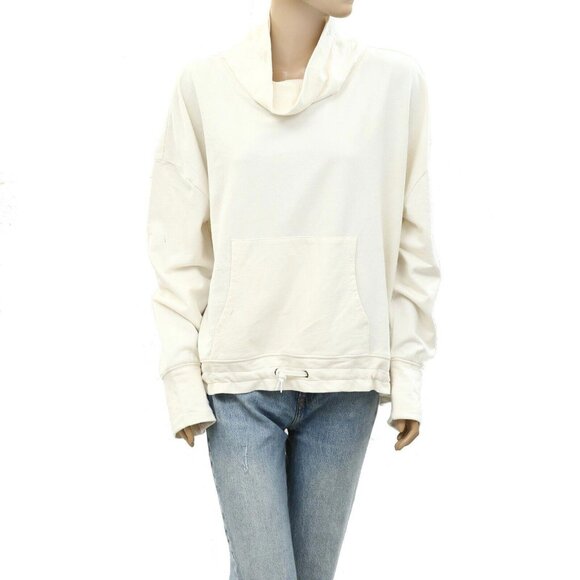 Free People Solid Pullover Long Sleeve Sweatshirt Top Oversized Cotton M 266427